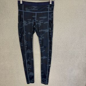 S LULULEMON Womens 4 Speed Tight II‎ Full-On Luxtreme Blue Camouflage Camo